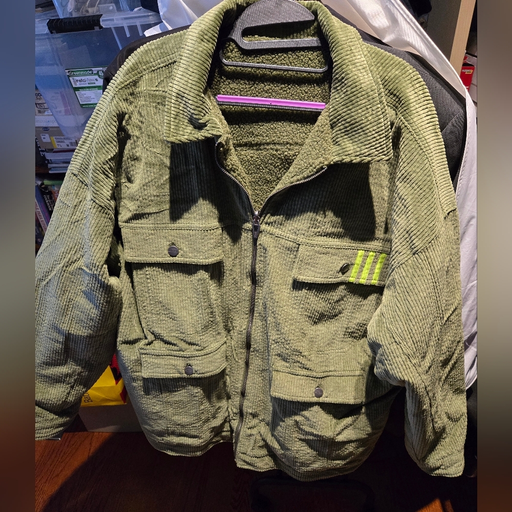 IVY PARK x Adidas Corduroy Shearling Reversible Jacket Green Size M